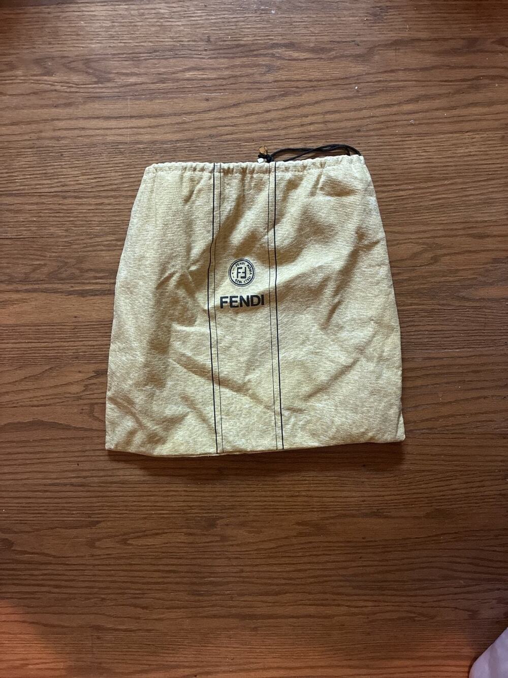 Fendi Roma Drawstring Dust Bag Yellow Fabric Storage Pouch Tone Hardware Womens